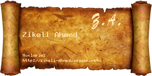 Zikeli Ahmed névjegykártya